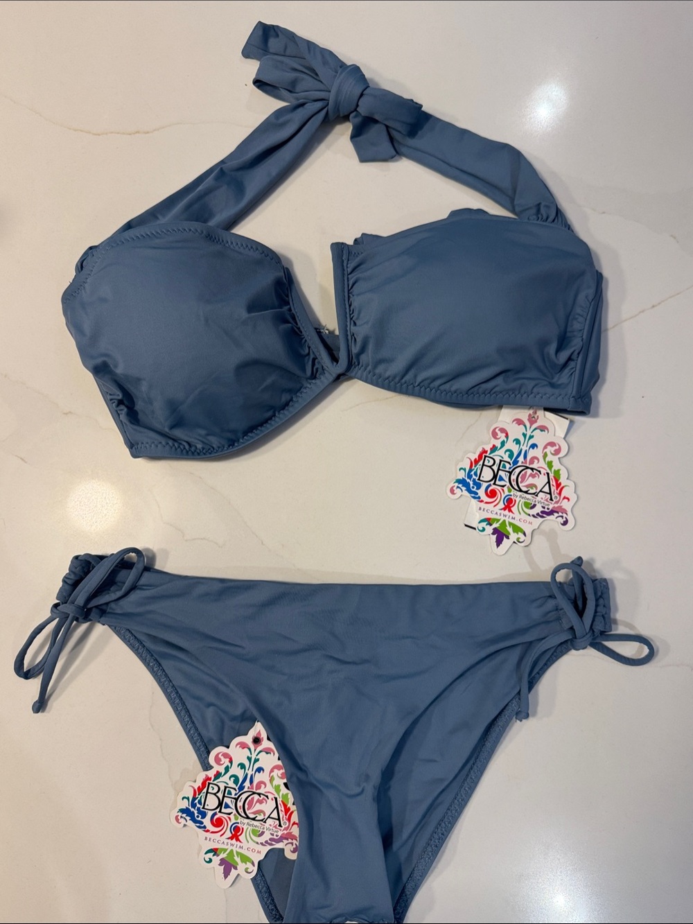 BECCA Blue Halter Tie Two-Piece Swim Bikini